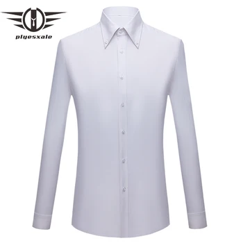 Aukščiausios Kokybės Balti Marškiniai Vyrų Slim Fit Mens Verslo Suknelė Marškiniai Ilgomis Rankovėmis Marškinėliai Vyrams Oficialų Camisa Masculina Ne Geležies T8