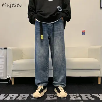 Džinsai Vyrams Retro Tiesiai Džinsinio Audinio Kelnės Japonijos Baggy Paauglių Asmeninę Mados Streetwear Джинсы Harajuku Studentų Hipster Atsitiktinis
