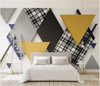 WDBH Pasirinktinius nuotraukų 3d tapetai Retro trikampis pledas susiuvimo Kambarį namų dekoro 3d sienų freskomis tapetai, sienų ir 3 d